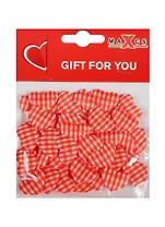 Сердечки в клетку красно-белые 2 см, 50 шт в пакете с хедером (11-00094-28)