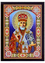 Алмазная мозаика на подрамнике Икона Николая Чудотворца №3 (BH02) (30х40см) (c част.зап.) (блест.)