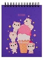 Скетчбук А6+ 125*160 40л "Милота" белый офсет, нелинованн., 100г/м2, тв.обложка, евроспираль