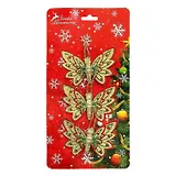 Украшение Бабочки (набор из 3 штук) посыпка блеск 10х6,5 цветочная (811324)