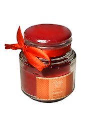 Свеча в стеклянной банке яблоко и корица (32758) (7х7х8,6)