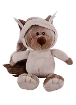 Игрушка мягкая  Кот в капюшоне, 24 см (серый и белый)