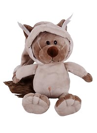 Игрушка мягкая  Кот в капюшоне, 24 см (серый и белый)