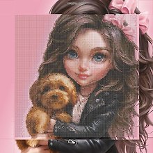 Набор для творчества Феникс+. Алмазная мозаика «Брюнетка с собачкой», 30 х 30 см