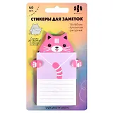 Блок для записей 70*100мм 50л "ПИСЬМО ОТ КОТИКА" бумажный, фигурный, инд.уп., европодвес из голограф.картона