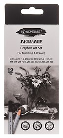 Карандаши ч/гр 12шт "ArtMate" 4H,3H,2H,H,B,2B,3B,4B,5B,6B,7B,8B, к/к, ACMELIAE