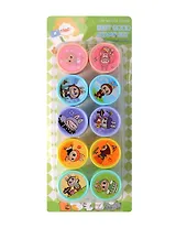 Штампик детский с картинками, размер 2,5х3,6 см, набор 10 шт, картинка штампа совпадает с картинкой на крышке, блистерная упаковка