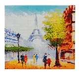 Алмазная мозаика (блестящая) с подрамником, с полным заполнением "Однажды в Париже", 30 х 30 см