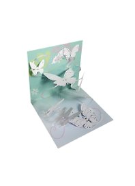 3D открытка Бабочки (Silver Batterflies) (квадрат) (633) (14,5х14,5)