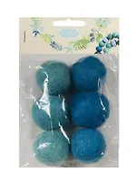 Набор бусин валяных из шерсти (3 см) (6 шт) (ярко-гол., бирюз.) (14-00941-J11)