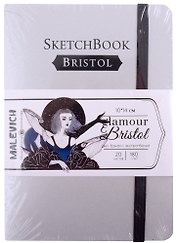 Скетчбук 100*140 20л " Bristol Glamour" серебро, для графики и маркеров, 180г/м2