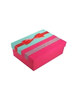 Коробка подарочная "Розовый атлас на мятном "  20*13*6см, декор. бант, розовый, картон, Хансибэг