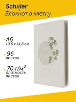 Блокнот для записей А6+ в клетку, 96 листов "Flowers" твердая обложка, белый с кругом, с ляссе