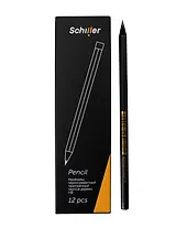 Карандаши ч/гр 12шт "Schiller" трехгранные, черн.дерево
