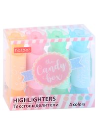 Текстовыделители Hatber, Candy Pastel, двухсторонние 4 цвета