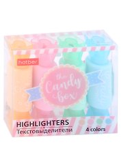 Текстовыделители Hatber, Candy Pastel, двухсторонние 4 цвета