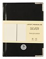 Записная книжка А6 80л кл. "SILVER. Черный" 7БЦ, обл.кож.зам, тиснение серебр.фольгой, 2 ляссе