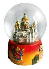 Сувенир АКМ Сноубол СПб h=9см "Исаакий" красн. основ. 097R-65-02