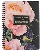 Тетрадь 120 листов в клетку "Blossom. Peonies on black", на спирали