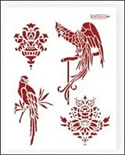 Трафарет пластиковый многоразовый Пташки попугай (20х25) (Л-067)