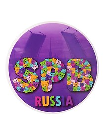 Наклейка круглая 8 см СПБ.Мосты. Фиолетовый фон.