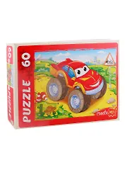 Пазл Машина с большими колесами Рыжий кот 60 элементов П60-8427