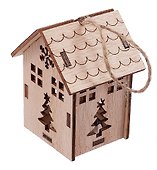 Ёлочная игрушка «Домик» с подсветкой, дерево, 7x5,5 см - 2