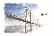 Открытка "Красноярск. Мост через Енисей"