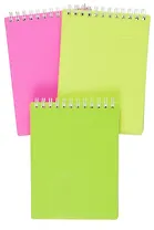 Блокнот А6 80л кл. "LINE NEON" пласт.обл, спираль, ассорти