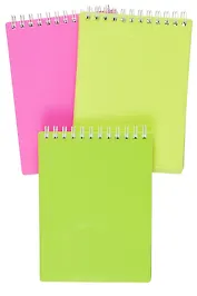 Блокнот А6 80л кл. "LINE NEON" пласт.обл, спираль, ассорти