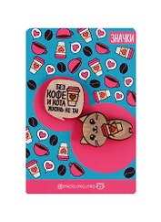 Значки парные на подложке Кофе и котики   3877279