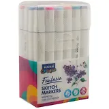 Маркеры для скетчинга 24цв Fantasia Flowers colors на спиртовой основе, пулевидный/клиновидный наконечники 2,5-6,2мм, Mazari