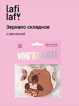 Зеркало складное с расческой Капибара (пластик) (7,5х6) (12-15082025-1L) (Lafilaf)
