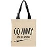 Сумка-шоппер Go away Im reading бежевая, текстиль 40см.*32см.