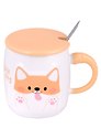 Кружка с крышкой и ложкой Собачка Cute dog (керамика) (400мл) (12-07057-6177)