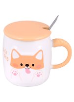 Кружка с крышкой и ложкой Собачка Cute dog (керамика) (400мл) (12-07057-6177)