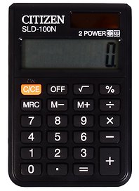 Калькулятор 8-разрядный карманный, двойное питание, чёрный, SLD-100NR, Citizen