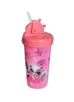 Маленький зоомагазин Стакан с крышкой пластиковый стерео розовый (285мл)