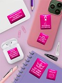 Наклейки эпоксидные «Фразы розовые», 110х200, Pink - 1