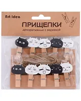 Прищепки декоративные с веревкой "Мордочки"