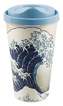 Стакан с крышкой Кацусика Хокусай Большая волна (пластик) (550 мл) (СП3-2024)