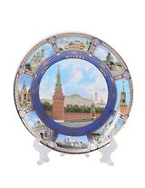 Тарелка сувенирная Москва Набережная с подставкой (D10 К8) (фарфор) (10-K8-22)