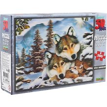 Пазл 100 Super 3D Kids Волчья гармония (31х23) (5+) (10558) (коробка)