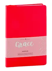 Записная книжка А6- 80л кл. "Graсe" коралловый, иск.кожа, ляссе, инд.уп.