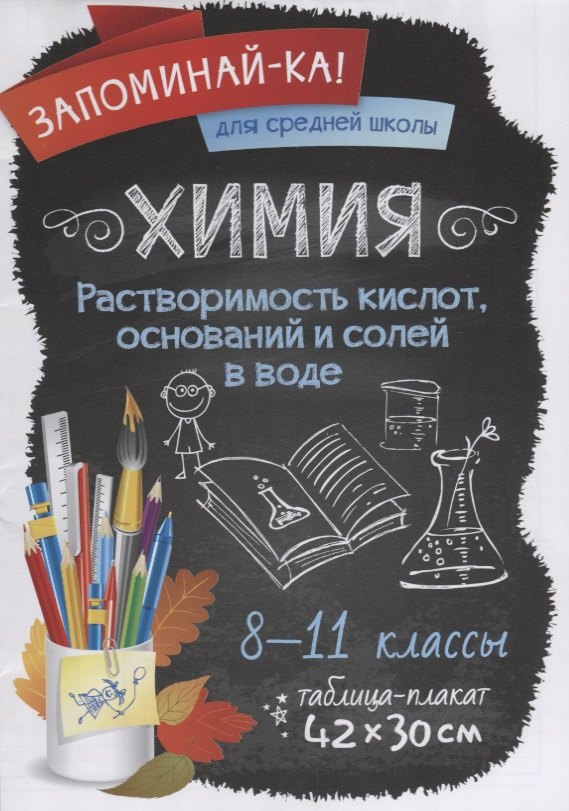 

Химия.Растворимость кислот,оснований и солей в воде 8-11 классы