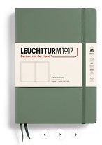 Книга для записей A5, 125 листов, нелинованная "Smooth Colours", твердая обложка, цвет оливковый, Leuchtturm1917