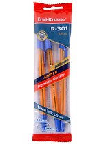 Ручки шариковые Erich Krause, R-301 Amber Stick, синие 0,7 мм 3 штуки