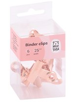 Зажимы для бумаг 25мм 6шт "Rose Gold" розовое золото., пл/уп, MESHU