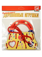 Шнуровка сумочка Цифры-знаки (Д495а) (сумочка+замочек+сердечко+шнурок) (3+) (упаковка)