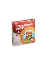 Т-001 Декор. тарелка под роспись Мишка с ягодками (формы+гипс+краски+кисть+подставка) (LORI) (набор д/творч.) (6+)